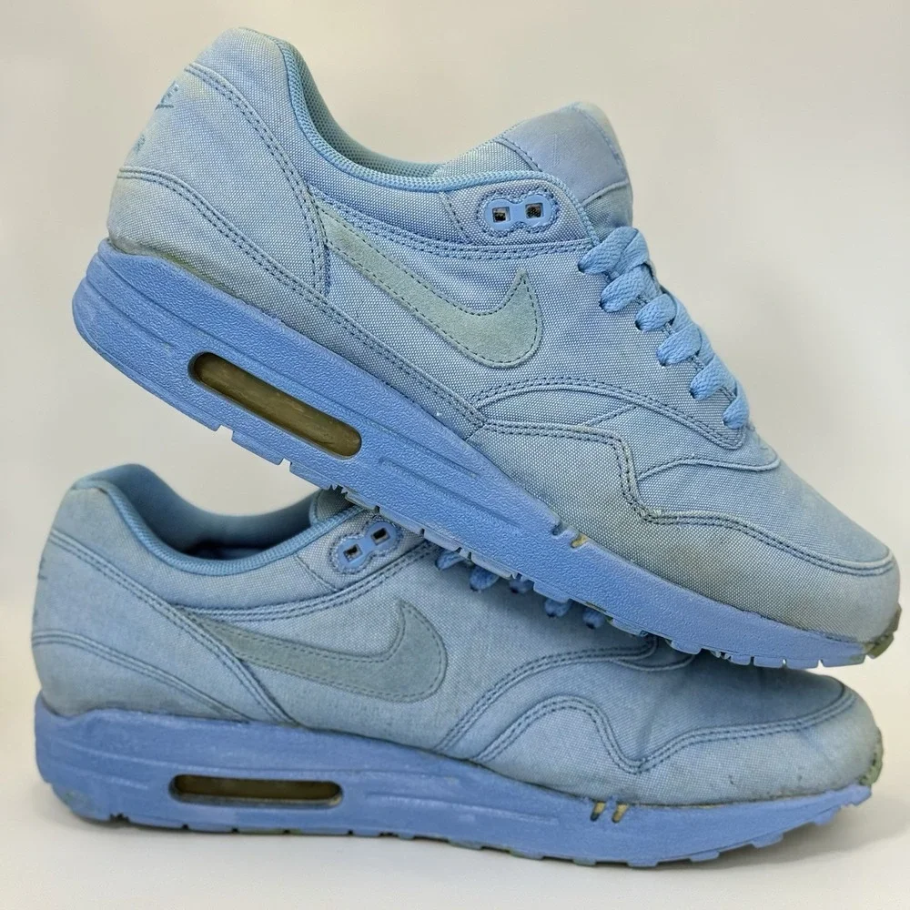 Please READ! Y2K Nike Air Max 1 Blue Canvas Sneakers Men 8.5 EUR 42 2010 Vietnam